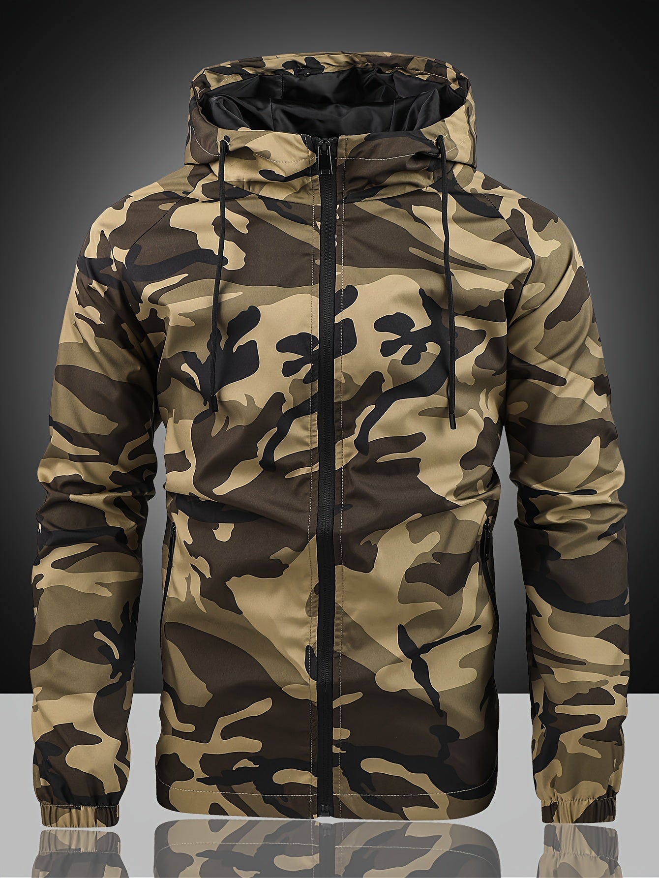 Long Sleeve Hooded Zipper Jacket for Men Camo Colors