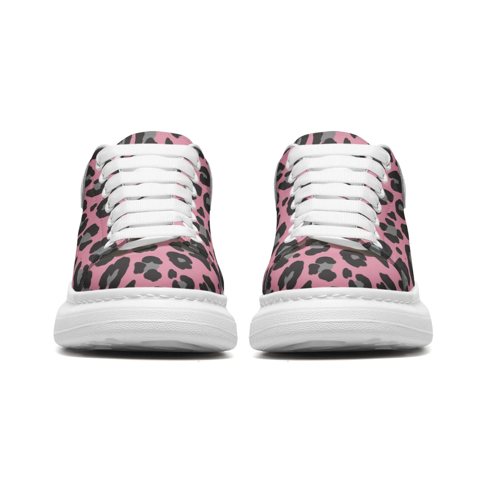 Oversized McQueen Sneakers | Black Grey & Pink Leopard Print Camo Colors