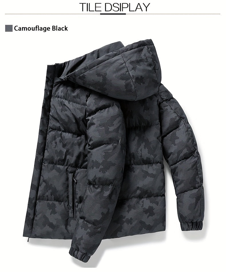 Men's Camo Fleece Jacket: Hooded, Zip-Up, Warm, Outdoor Hoodie Camo Colors