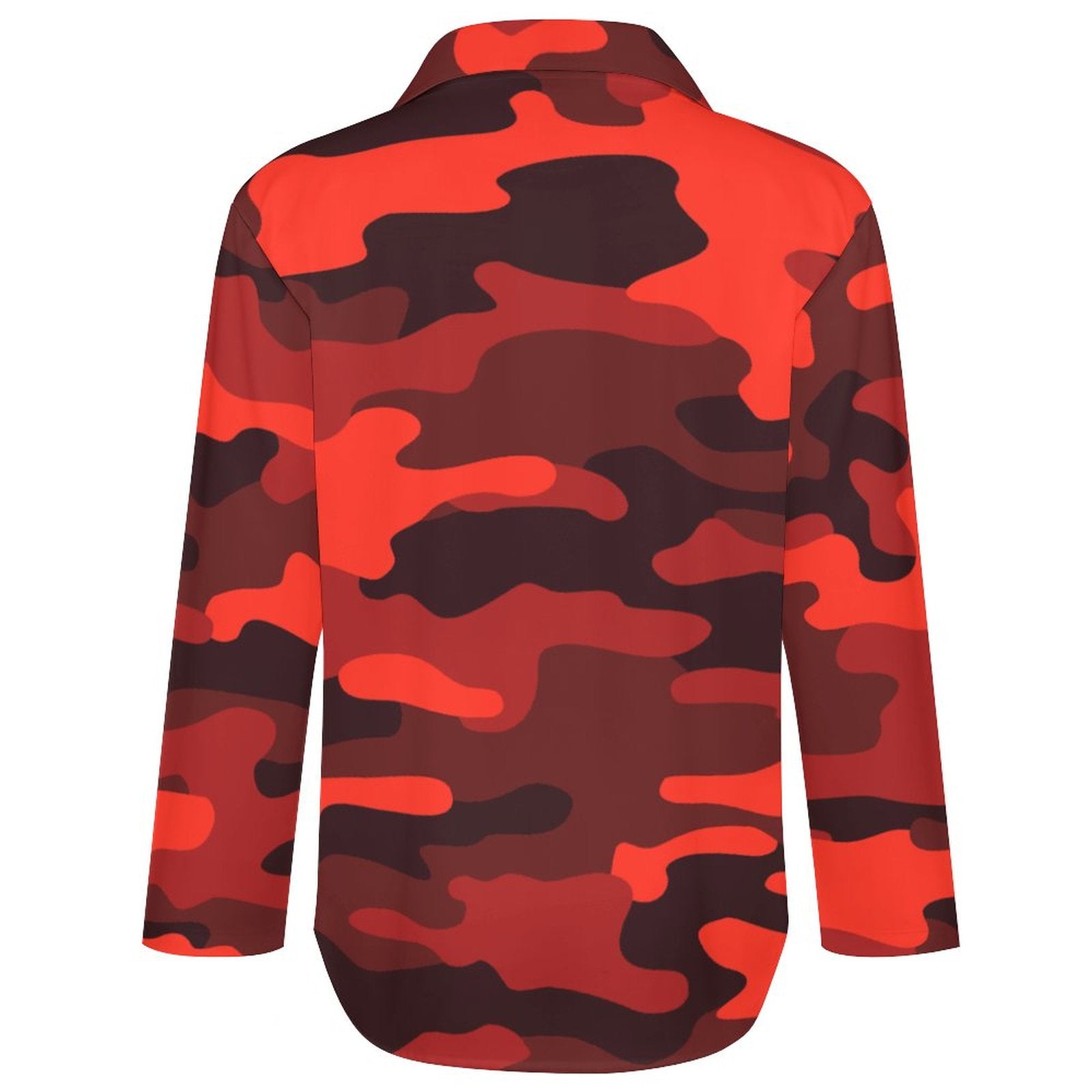 Women's Button-Up Camo Shirt | Scarlet Red & Black Camo Colors