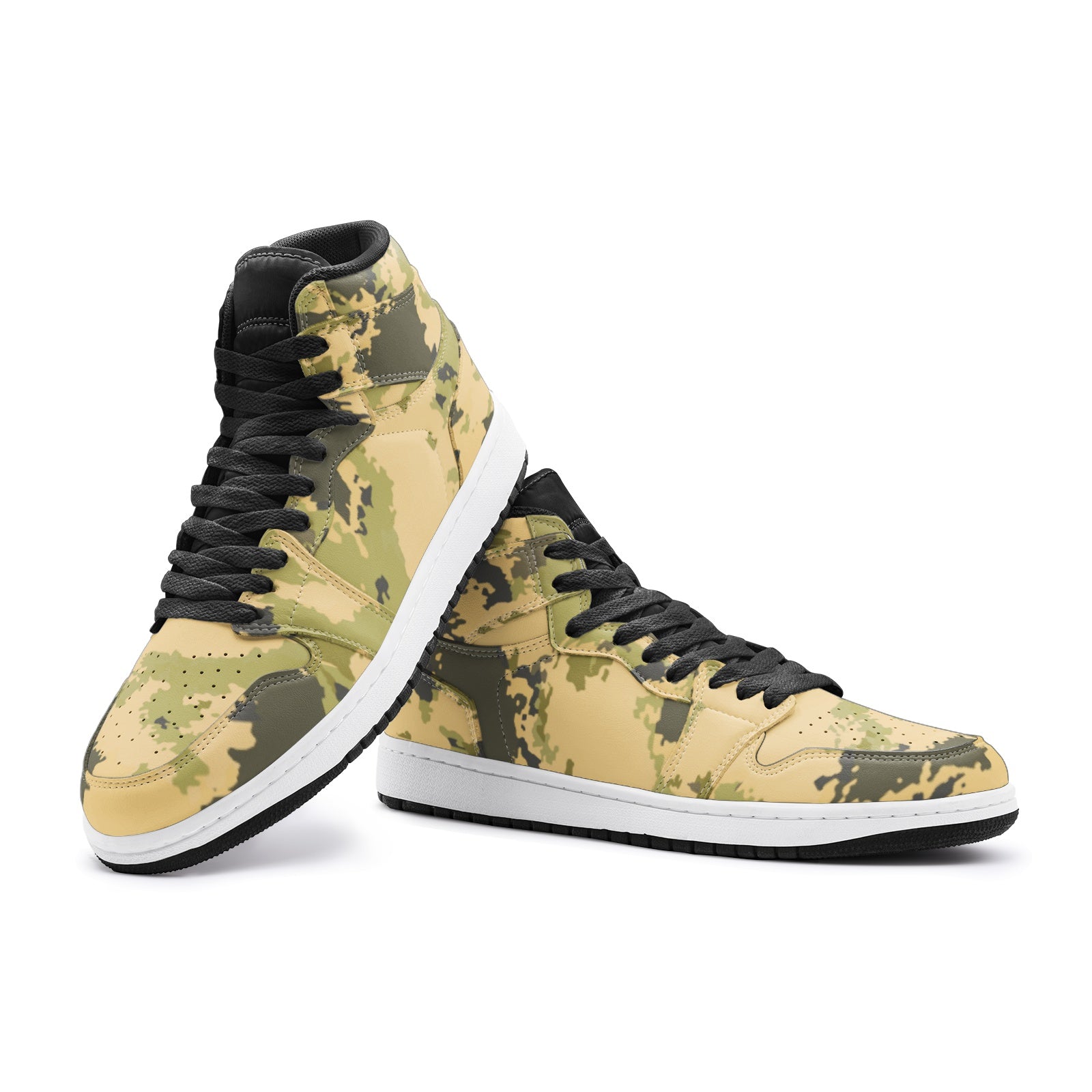 Desert Green Camo Sneakers AJ 1 | High Top Leather Camo Colors