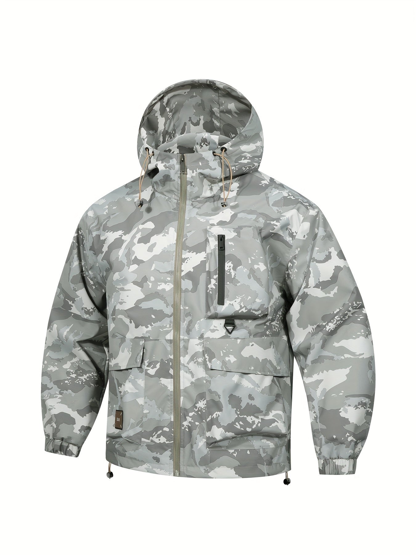 Men's Camo Windbreaker Jacket with a Hood | Multi Pocket Cargo Jacket Camo Colors