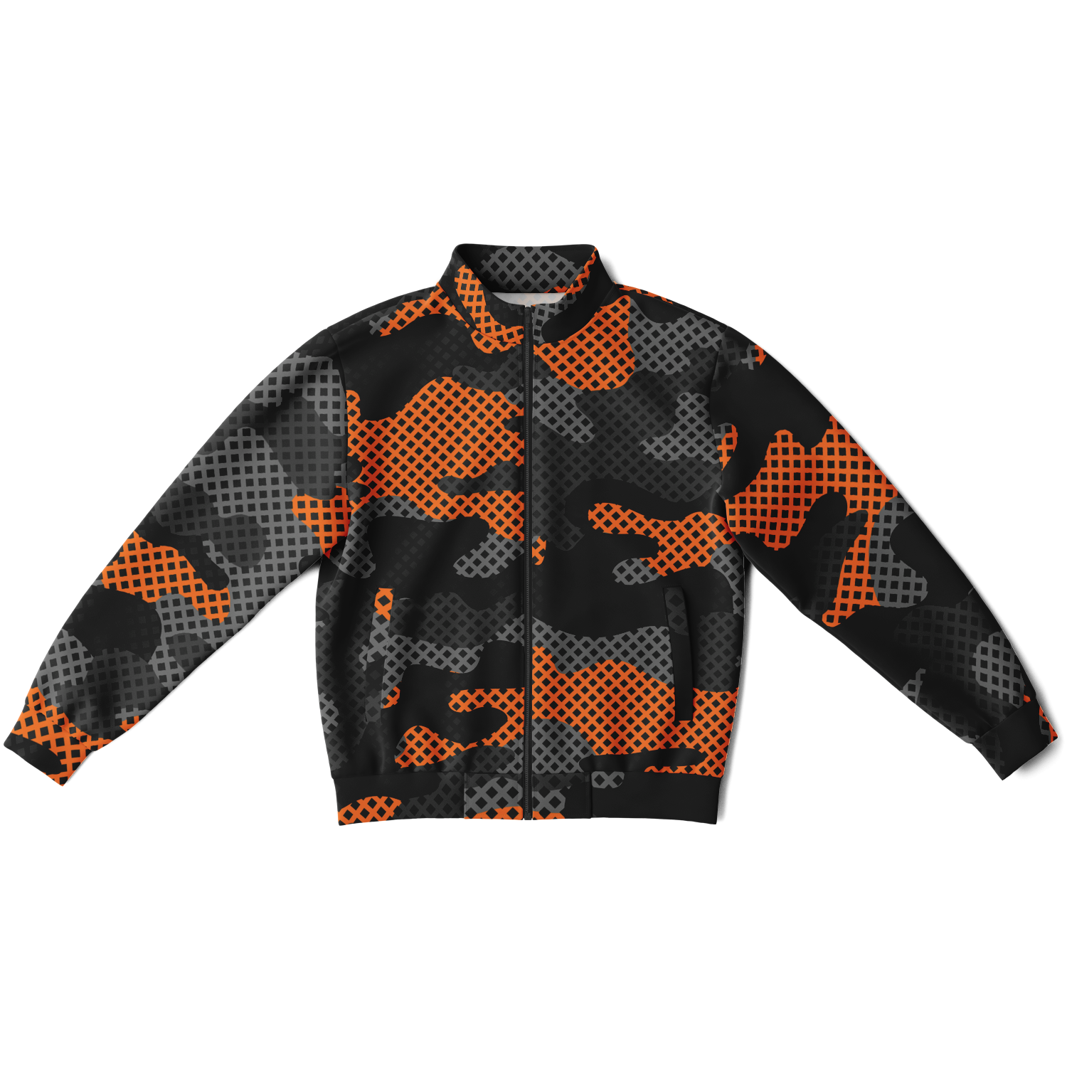Camo Track Jacket | Orange & Black Pixel Camouflage Camo Colors