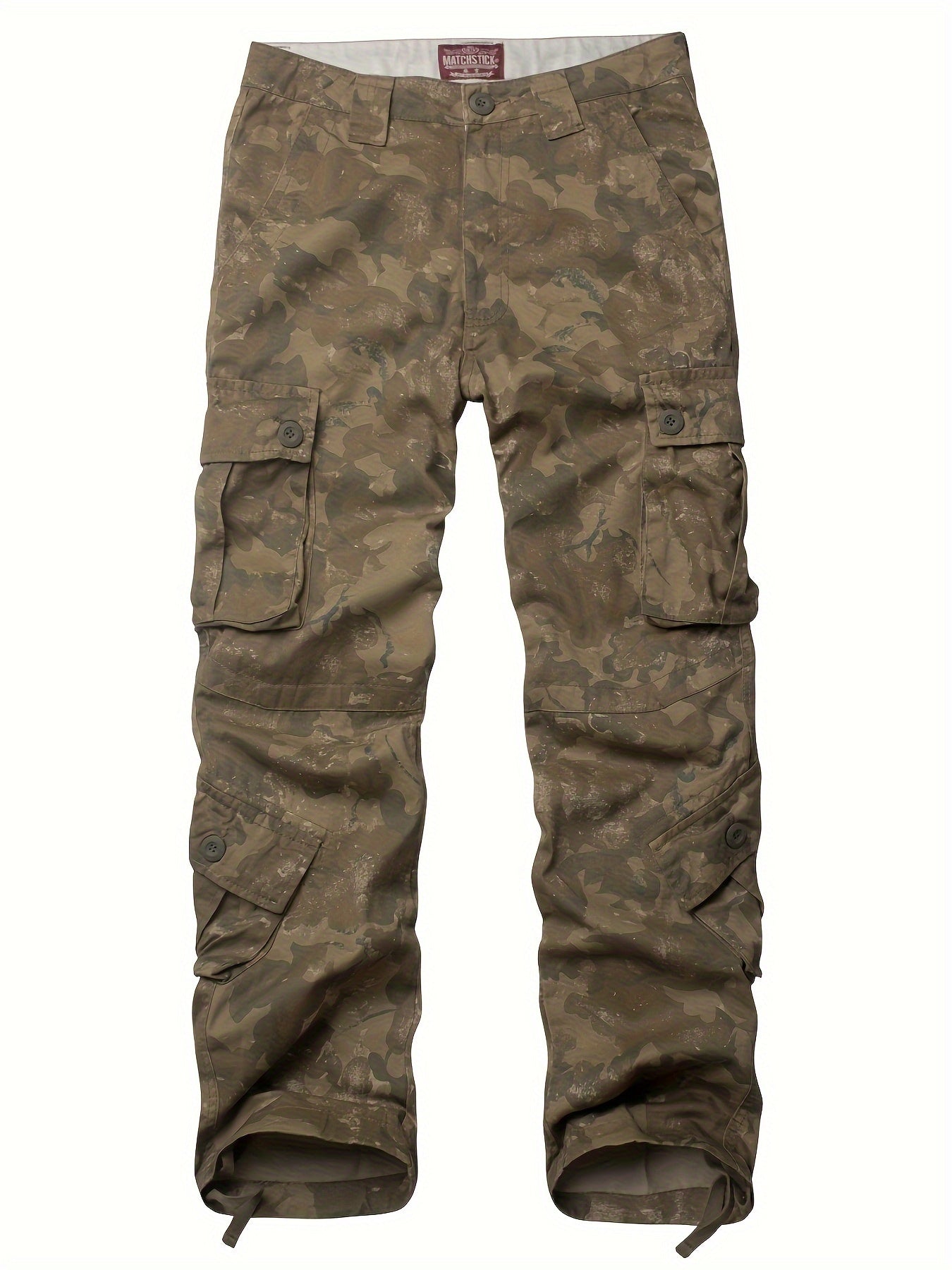 Camo Cargo Pants for Men: Cotton, Casual Fit, Zip & Drawstring Closure Camo Colors
