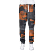 Men's Camo Track Pants | Black & Orange Pixel Camo Colors