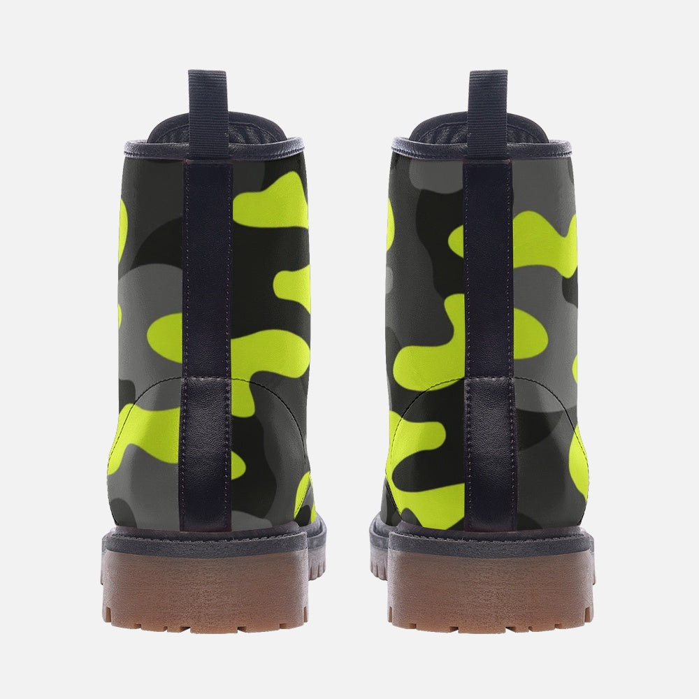 Camo Boots | Leather Camouflage in Yellow, Gray, and Black Camo Colors
