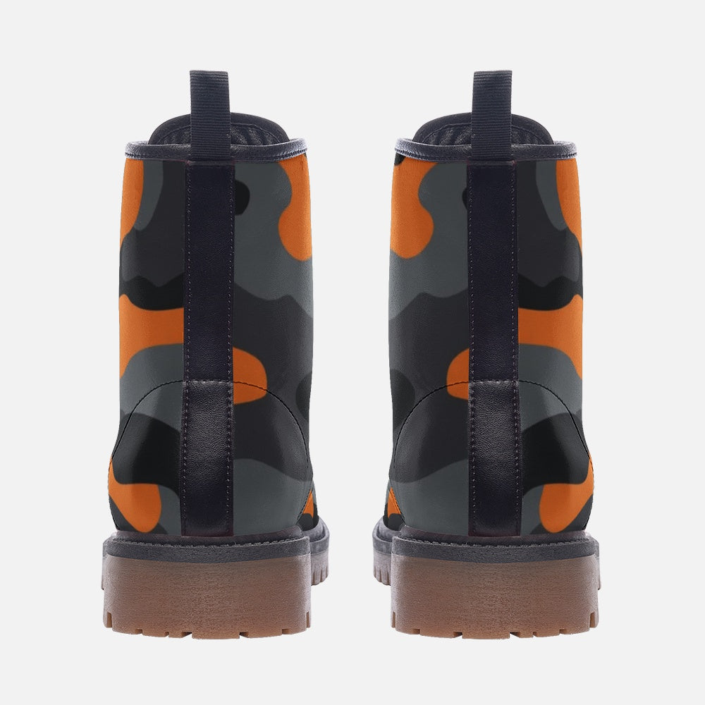 Camo Boots | Leather Camouflage in Orange, Black, and Gray Camo Colors