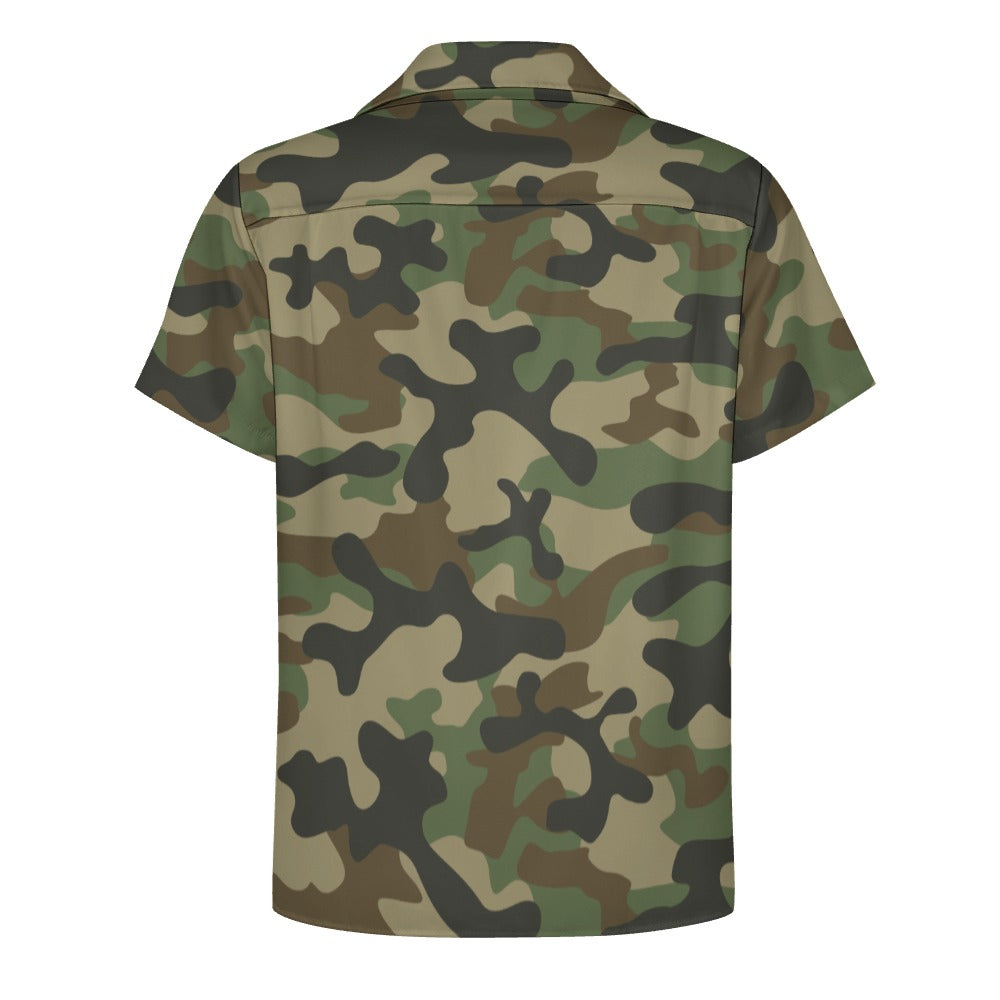 Military Brown Camo Shirt For Men | Cuban Collar Design | Camo Colors