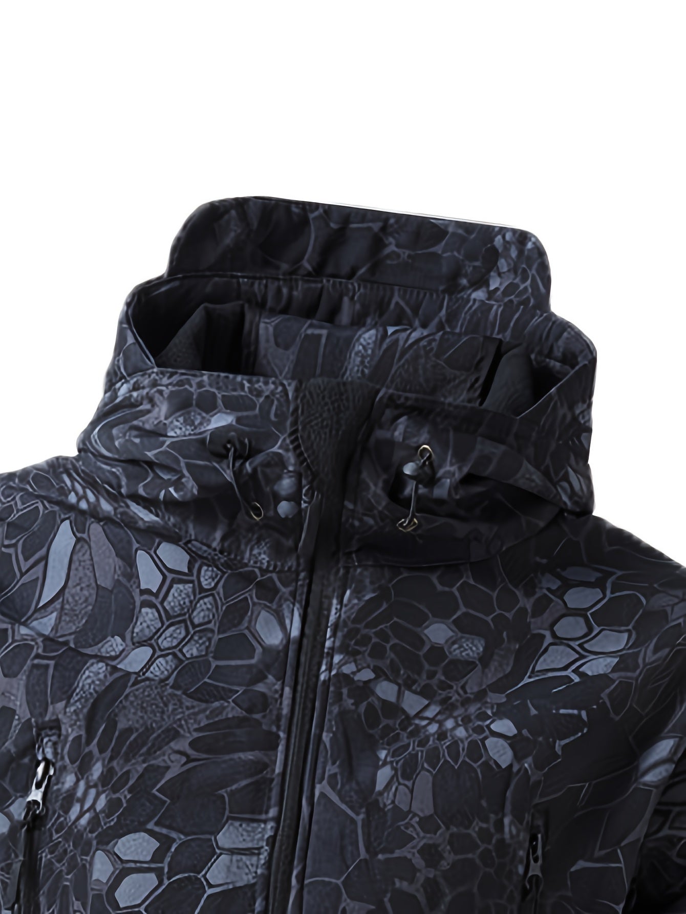 Men's Military Camo Jacket | Hooded Windbreaker with Zippered Pockets, Removable Hood Camo Colors