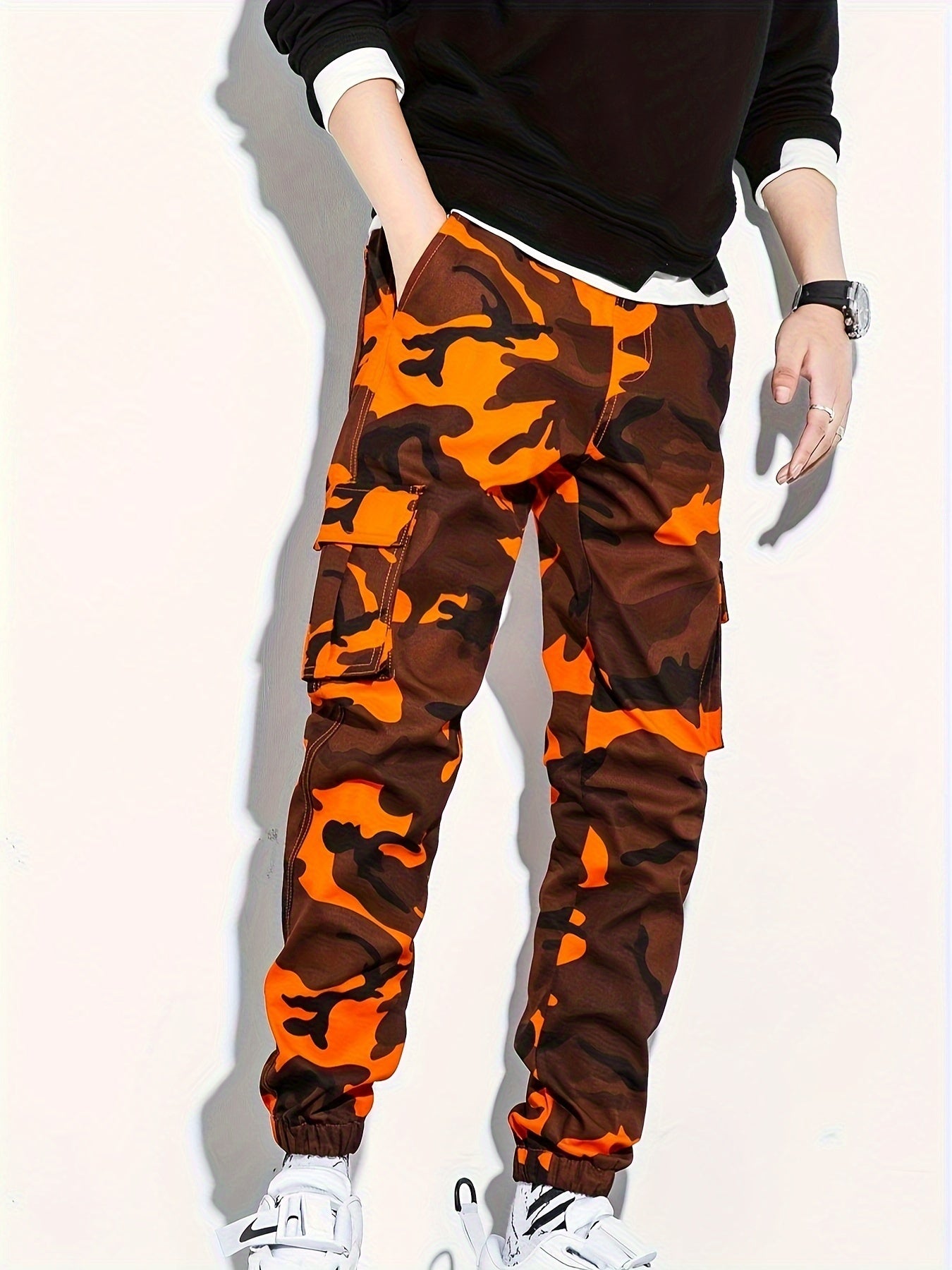 Men's Camo Cargo Cropped Pants With Multi Pockets | Vintage Style Camo Colors