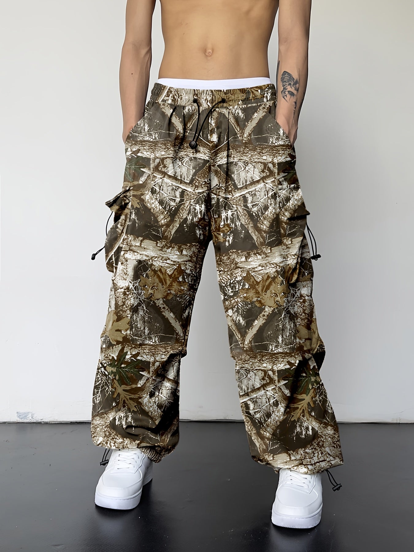 Men's Camo Cargo Pants with Multi-Pocket | Loose Fit Camo Colors