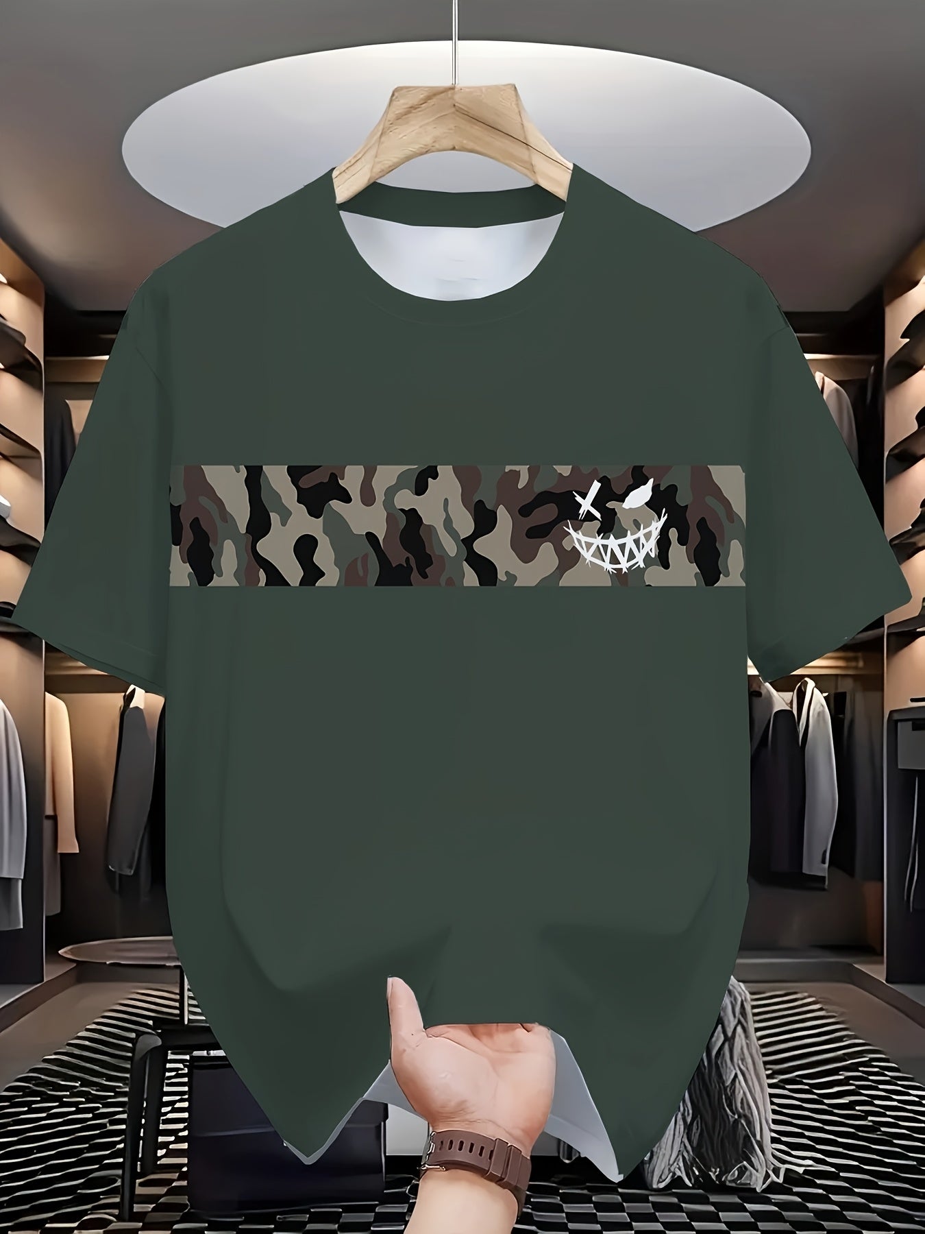 Plus-Size Camouflage Short-Sleeve & Long Pants Set | Camo Colors