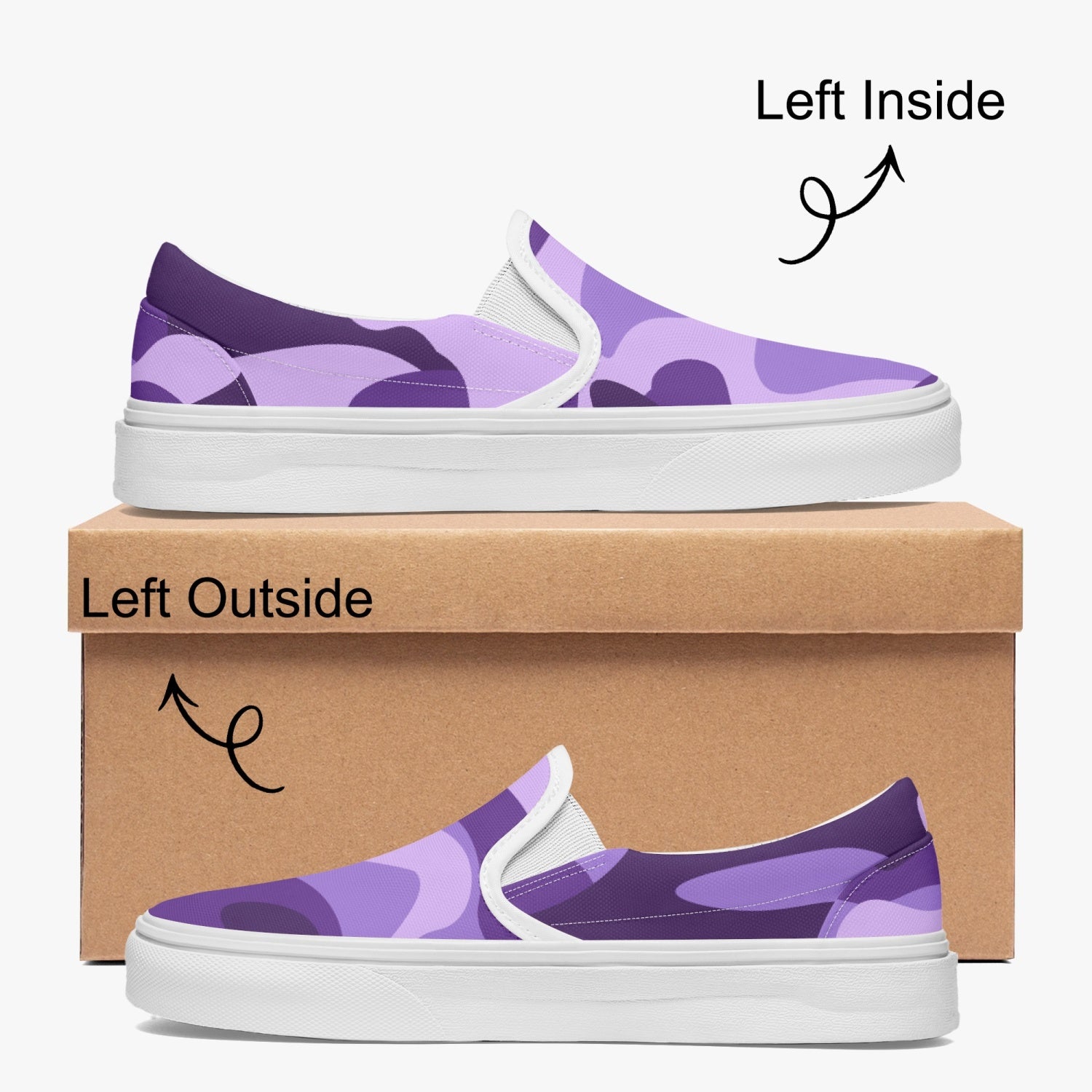 Camo Slip-On Shoes | Purple, Blue and Mauve Camo Colors