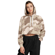 Cropped Hoodie For Women | Brown Desert Camouflage Camo Colors