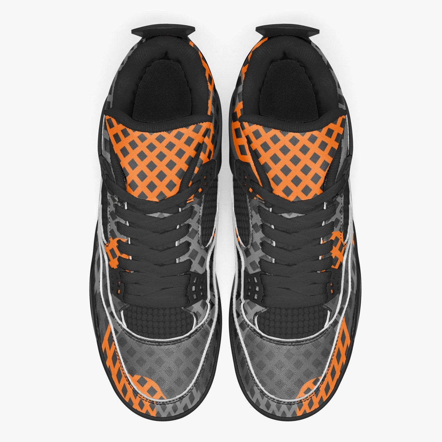 Camo Jordans AJ4 | Orange & Black Pixel Camo Colors