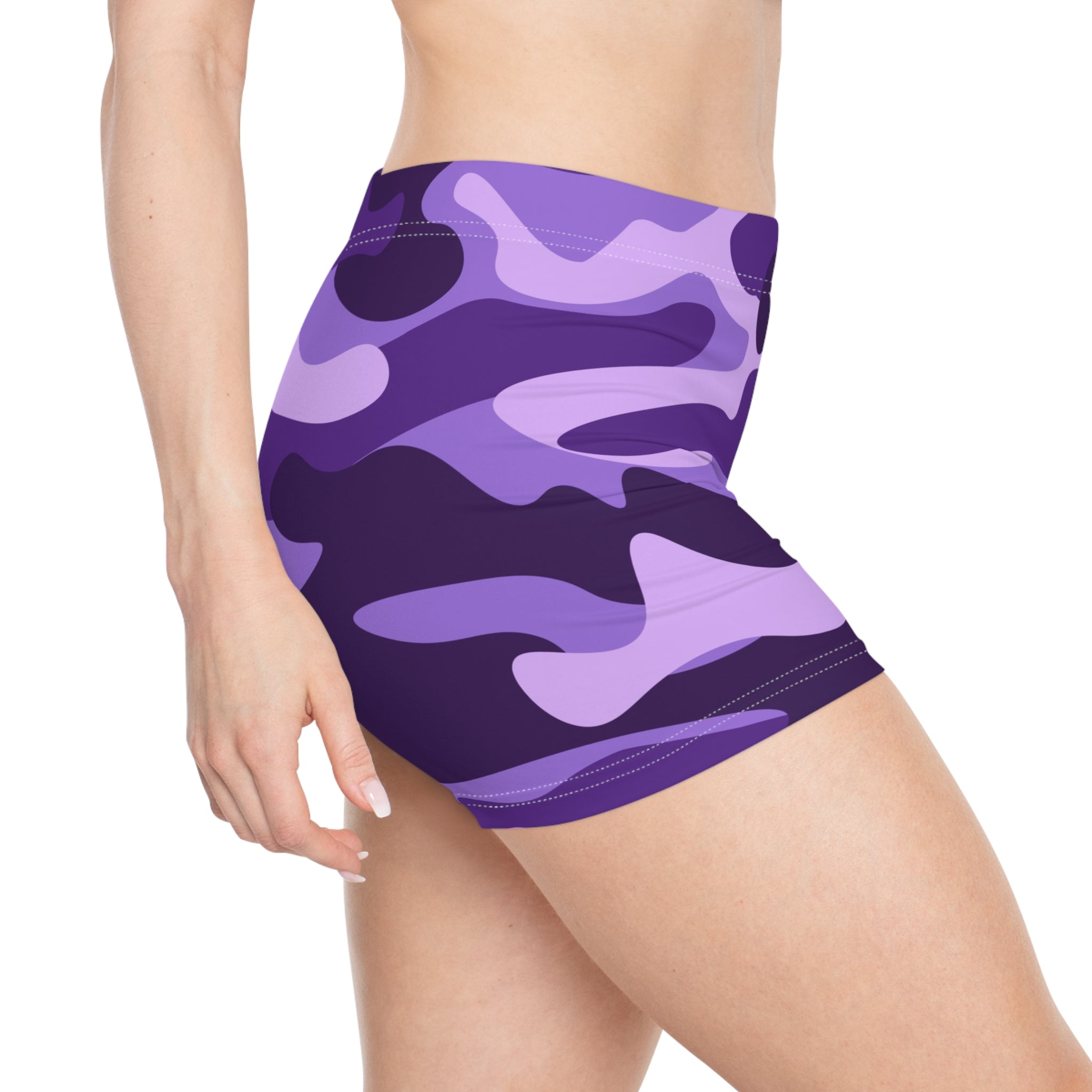 Women's Camo Shorts | Tight Fit | Purple, Blue and Mauve style Camo Colors