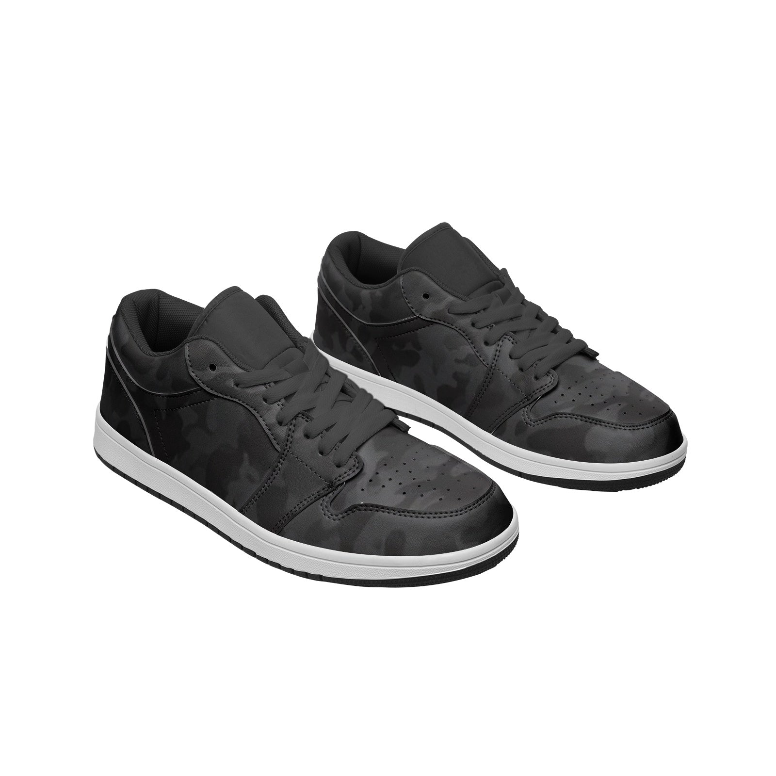 Black Army Camouflage Sneakers | Unisex Low Top Leather Camo Colors