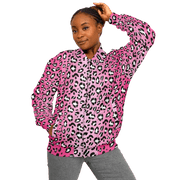 Baseball Jacket in Pink, Black & White Leopard Pattern Camo Colors
