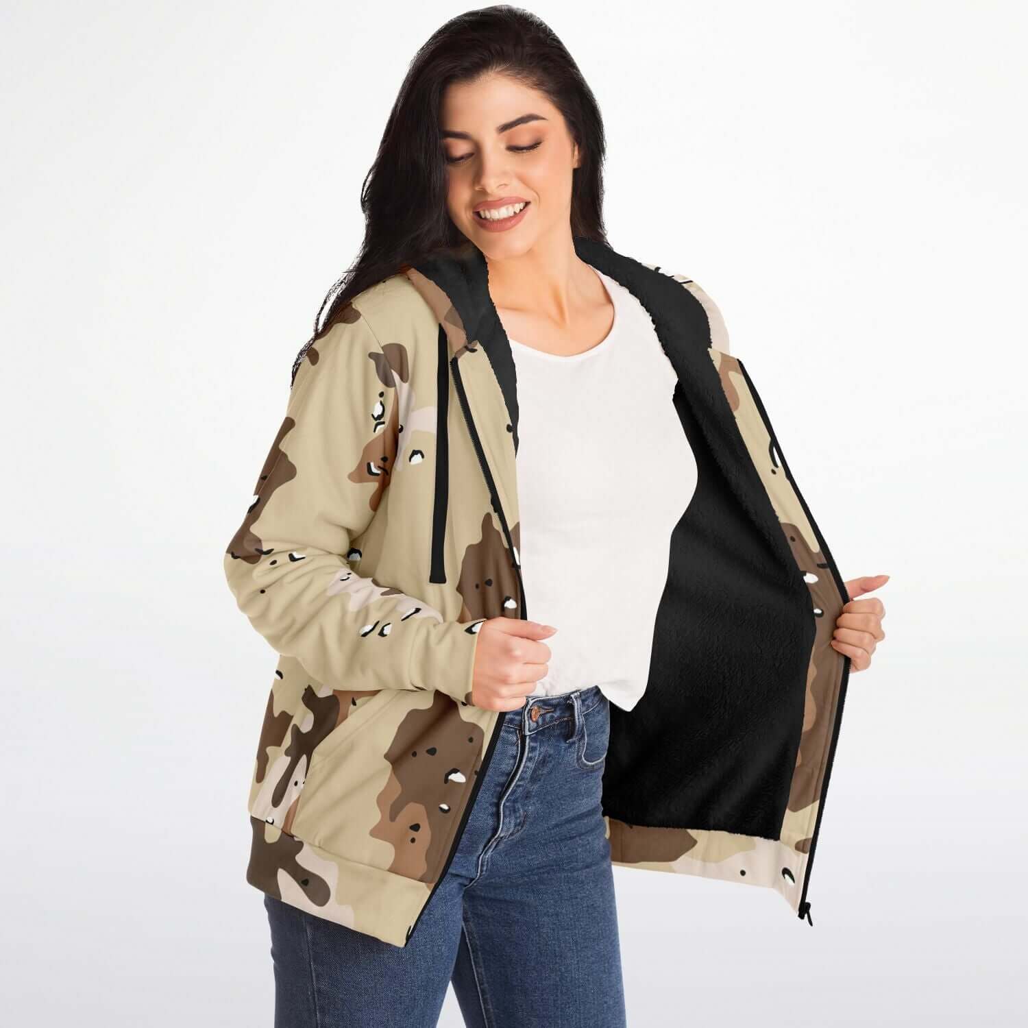 Microfleece Zip Hoodie | Marines Military Camo Print Camo Colors