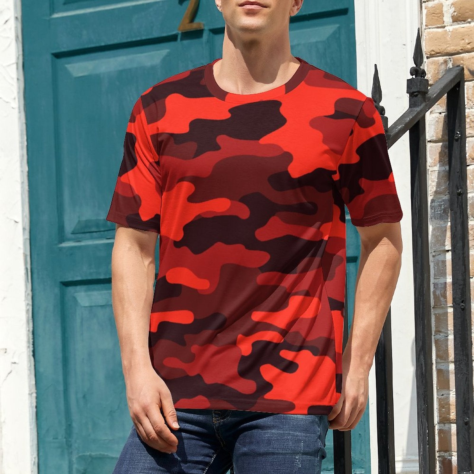 Camo Shirt | Scarlet Red & Black Camouflage T Camo Colors