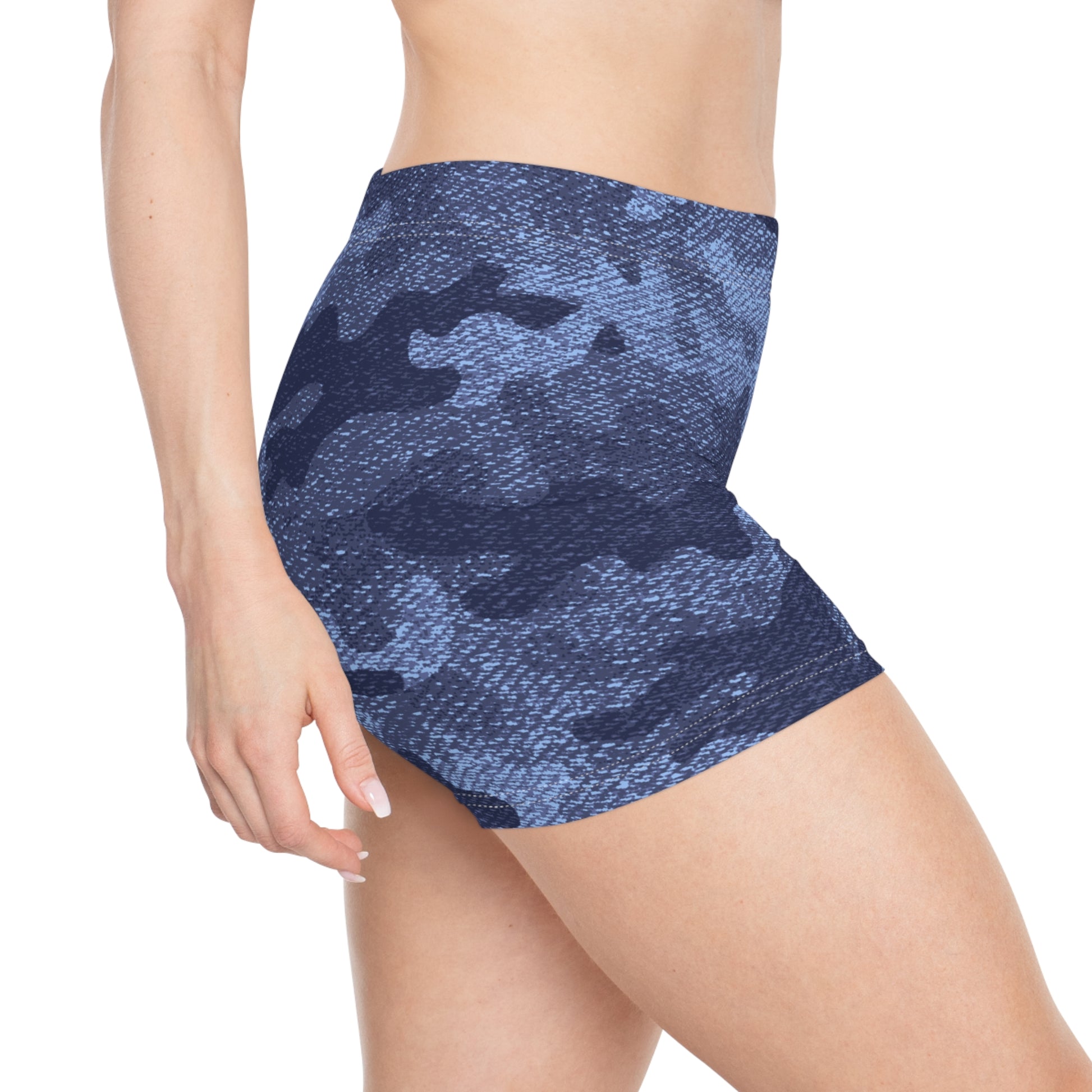 Women's Camo Shorts | Tight Fit | Denim Blue Camouflage Camo Colors