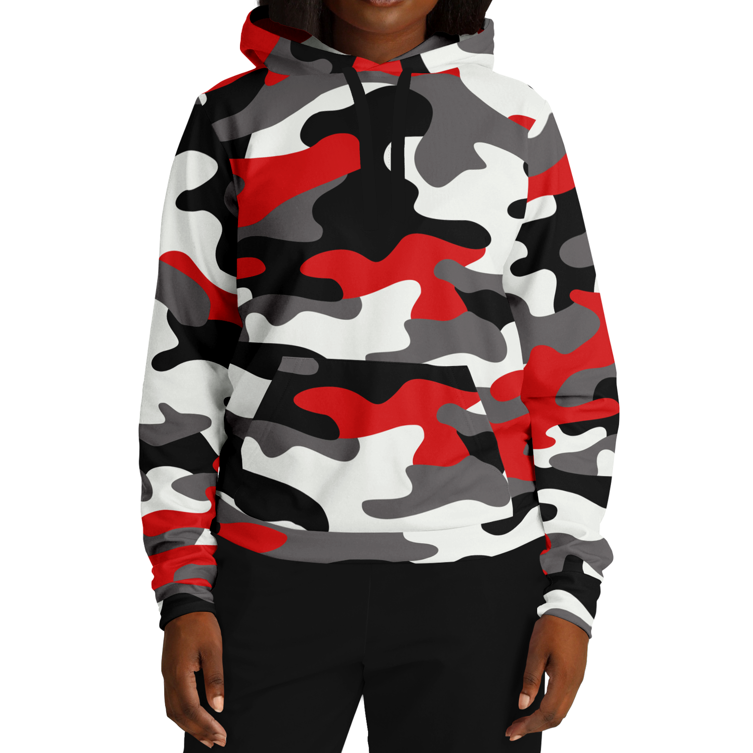 Camo Hoodie | Red, Black, and White Pullover Camo Colors