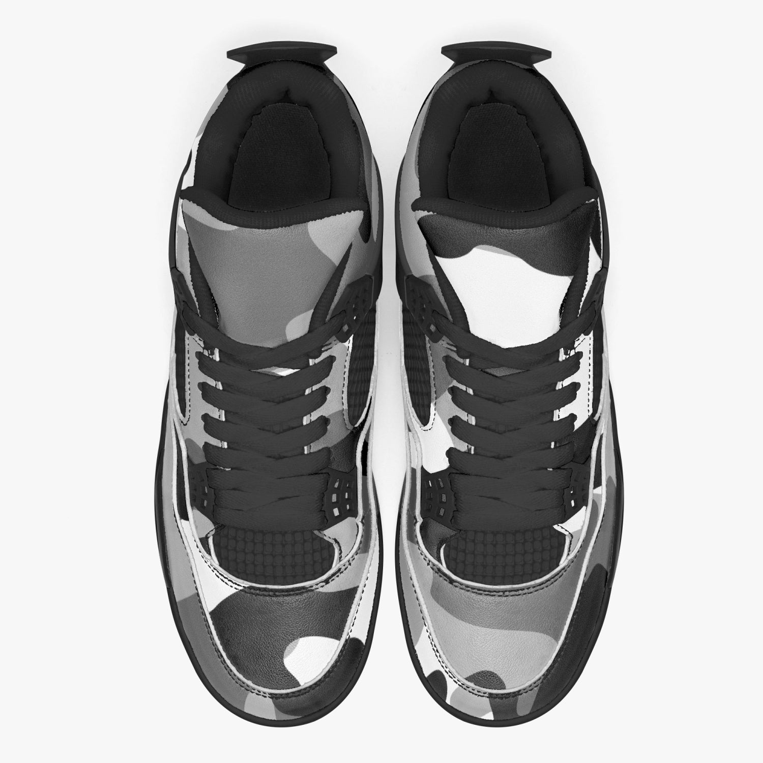 Camo Jordans AJ4 | Gray, Black and White Camo Colors