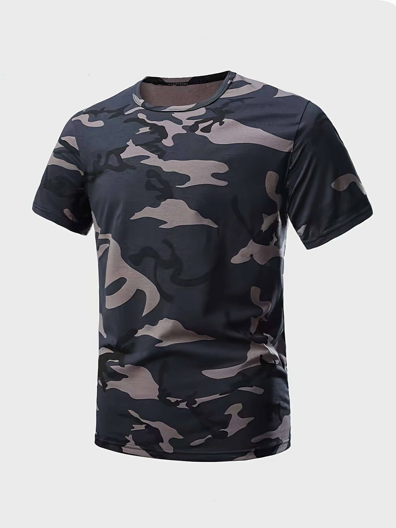 Men's Camo Print Short Sleeve T-shirt, Outdoor Athletic Camo Colors
