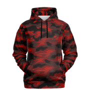 Red Camo Hoodie | Geometric Hive Camouflage Pattern Camo Colors