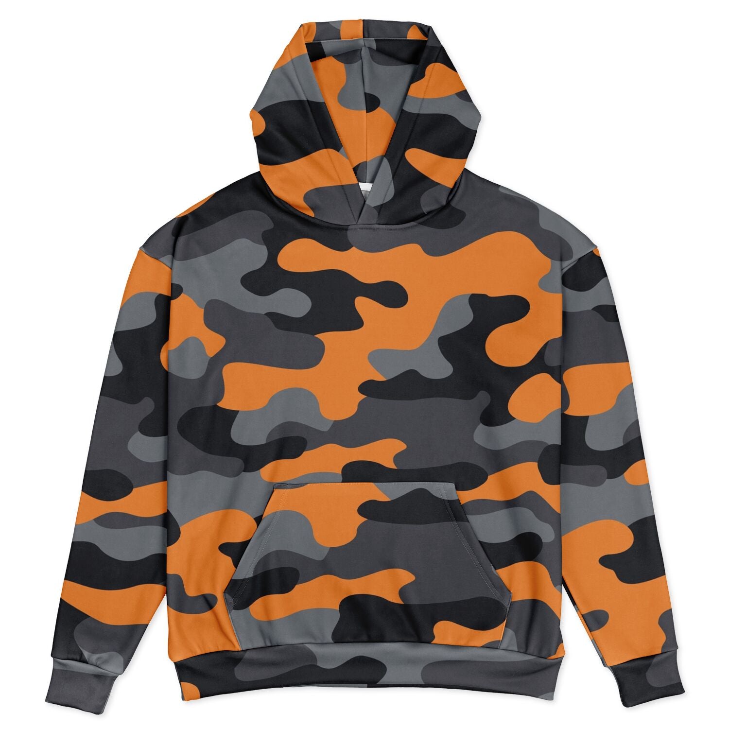 Oversized Camo Hoodie | Orange, Gray and Black | Camo Colors