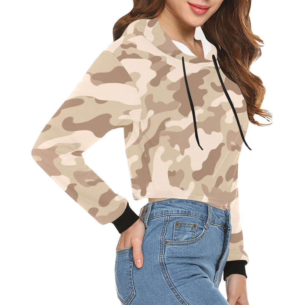 Cropped Camo Hoodie | Regular Fit | Desert Brown Camouflage Camo Colors