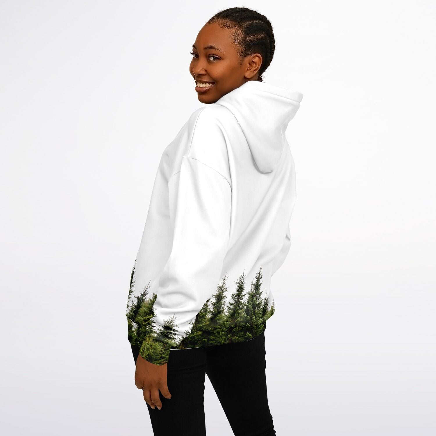 Heavyweight Oversized Hoodie | Pine Trees on a White Background | Camo Colors