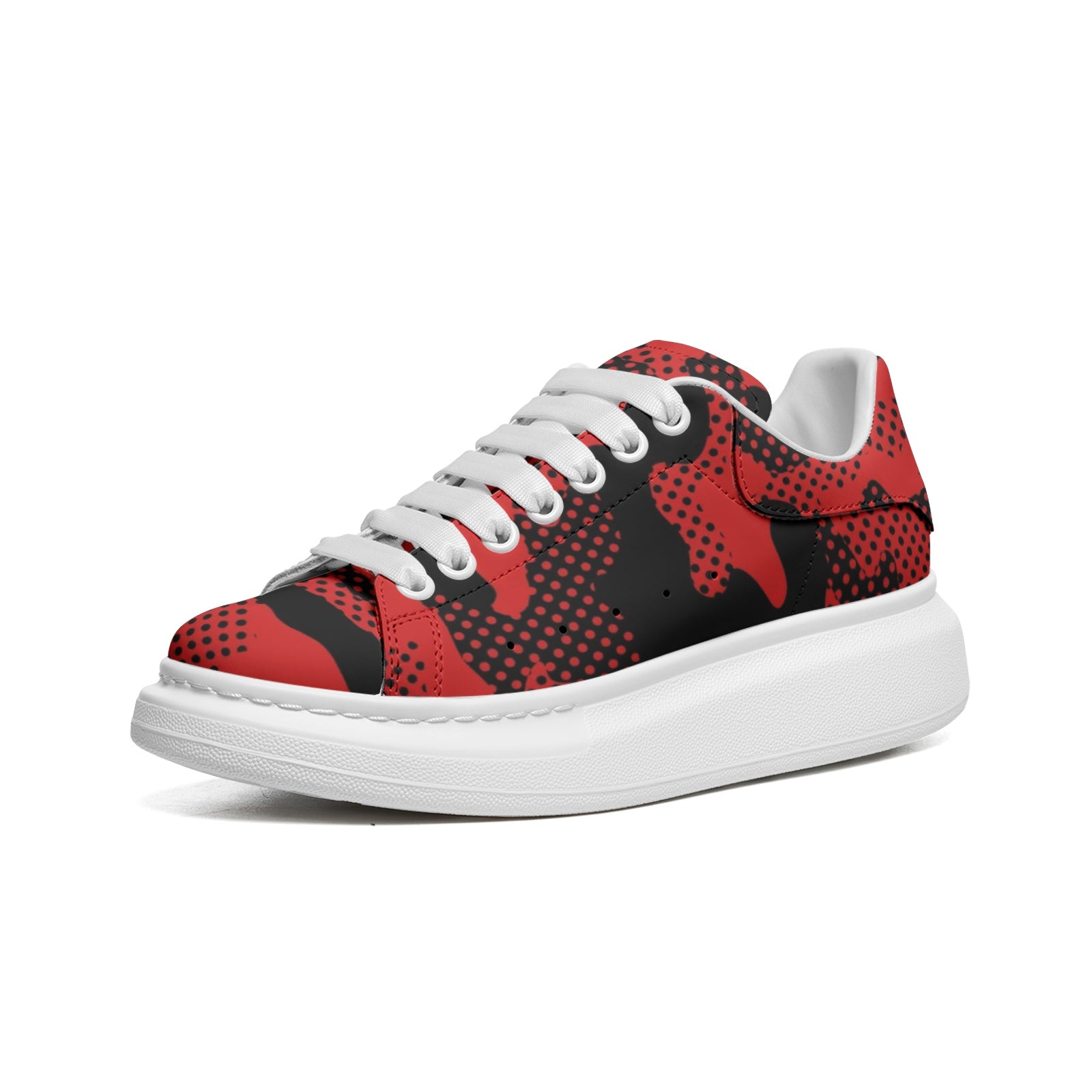 Oversized McQueen Sneakers | Black & Red Pixel Camo Camo Colors