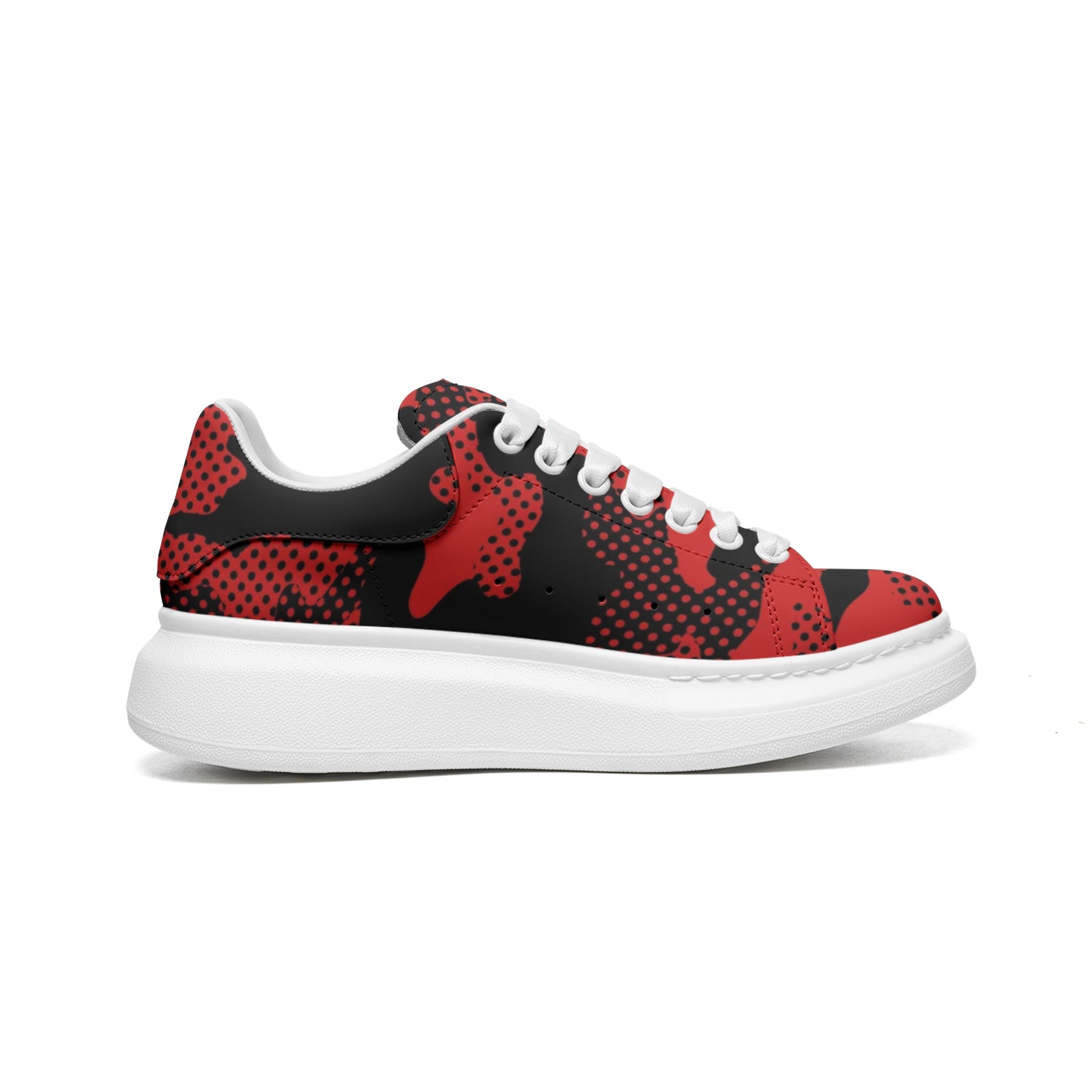 Oversized McQueen Sneakers | Black & Red Pixel Camo Camo Colors