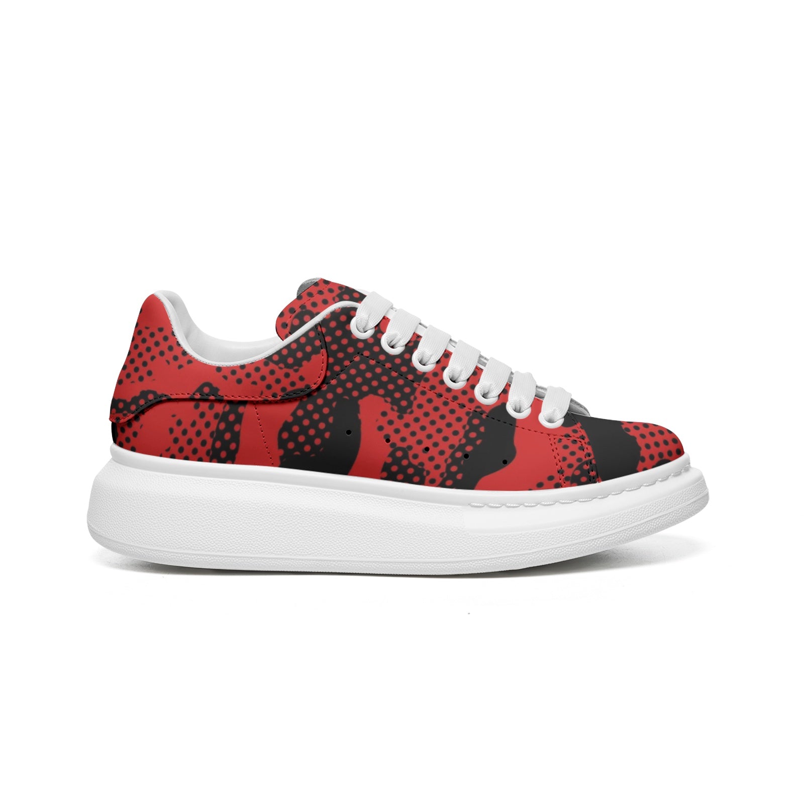 Oversized McQueen Sneakers | Black & Red Pixel Camo Camo Colors