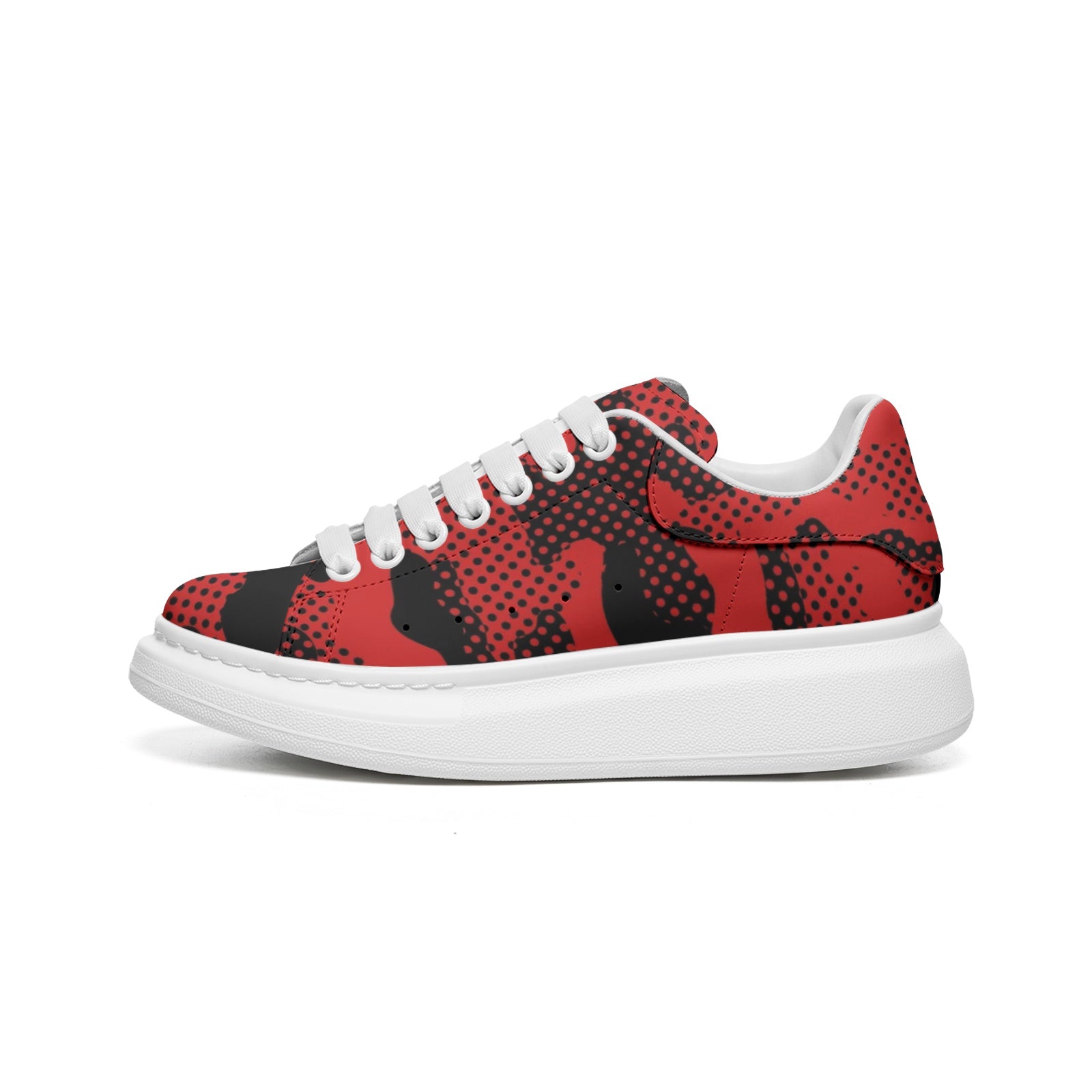 Oversized McQueen Sneakers | Black & Red Pixel Camo Camo Colors