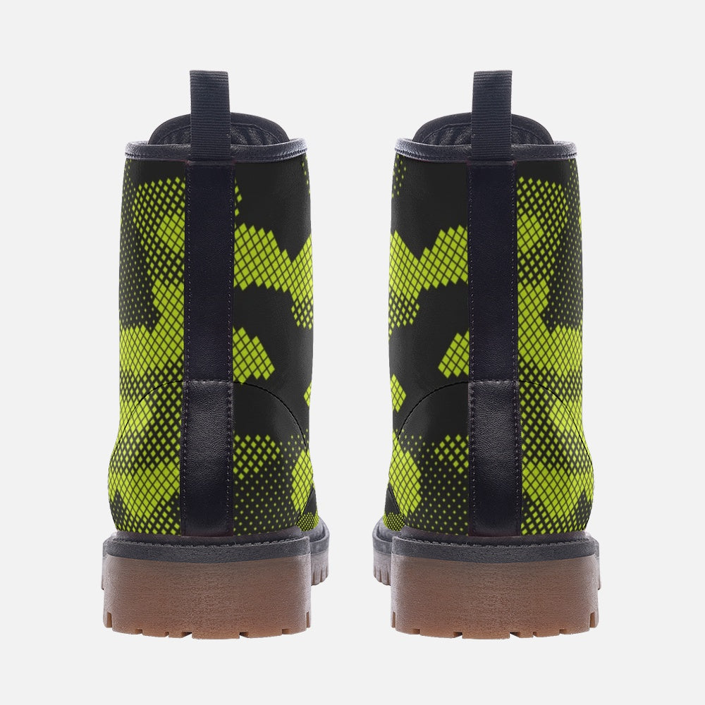 Green Dotted Camo Boots | Lightweight Leather Camo Colors