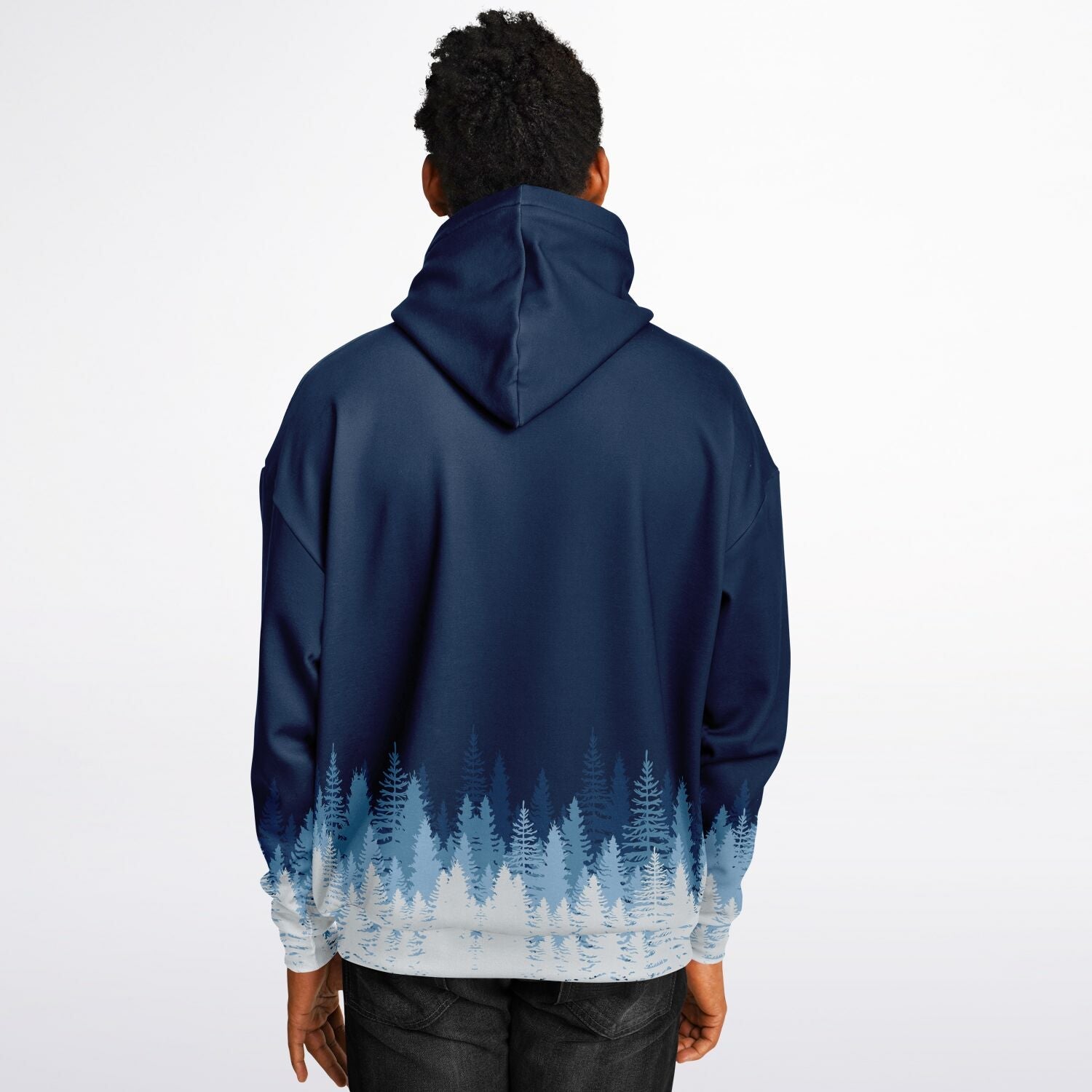 Heavyweight Oversized Hoodie | Blue & White Winter Forest | Camo Colors