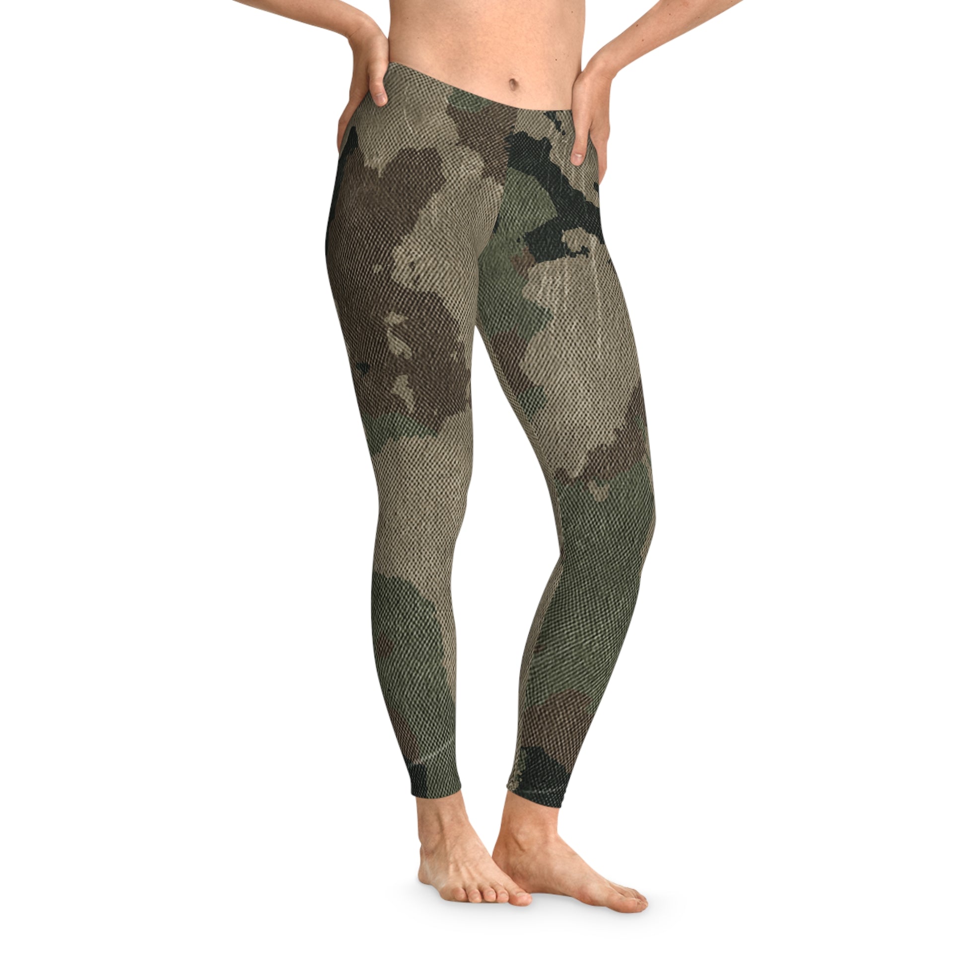 Dirty Brown Camo Leggings For Women | Mid Waist Fit Camo Colors