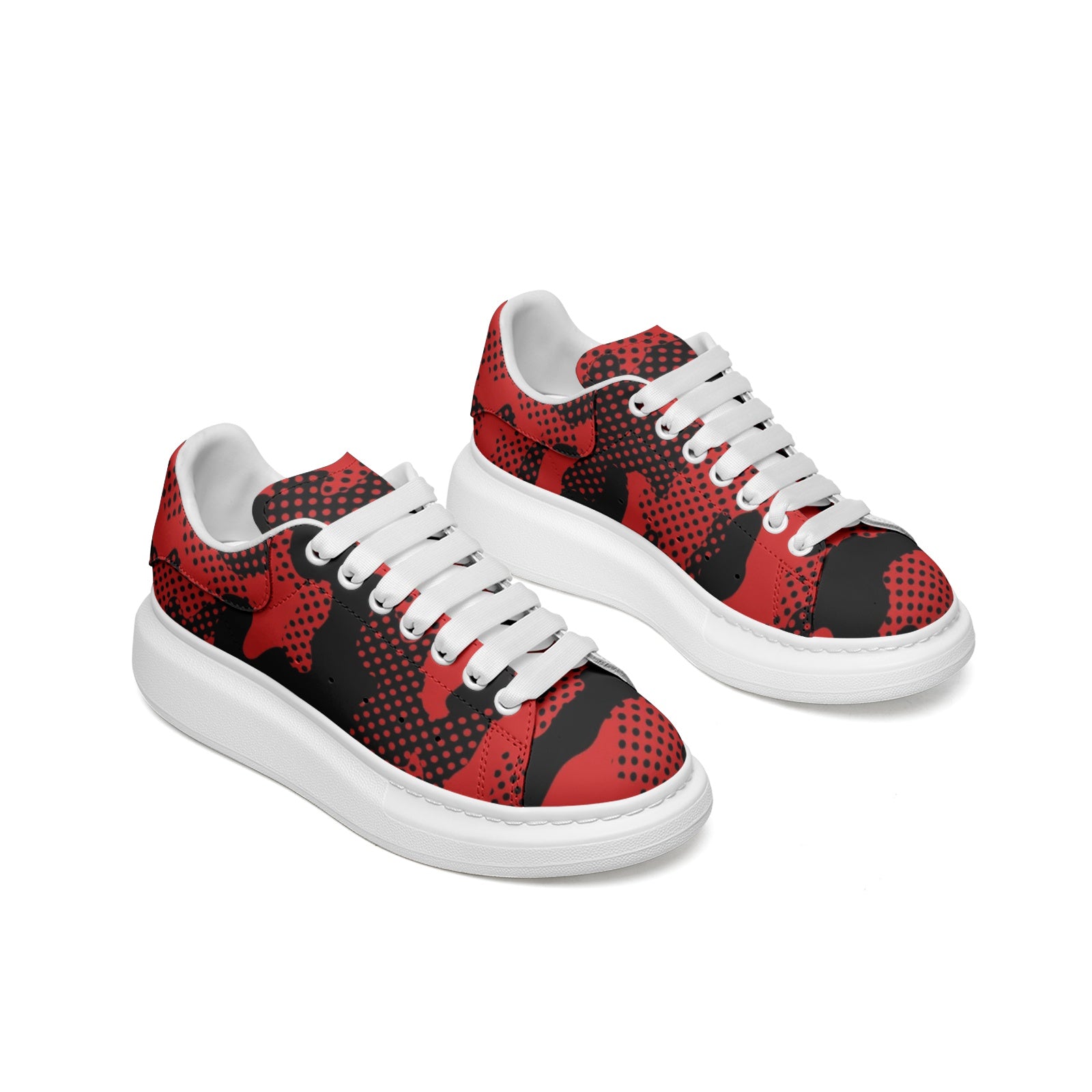 Oversized McQueen Sneakers | Black & Red Pixel Camo Camo Colors