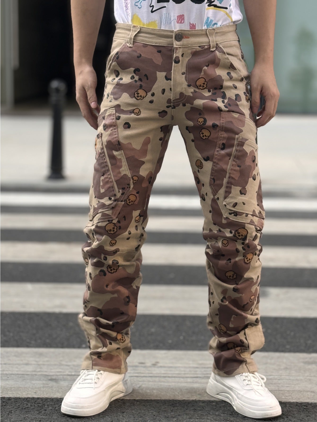 Men's Camo Jeans with Bear Embroidery – Relaxed Fit, Street Style | Camo Colors