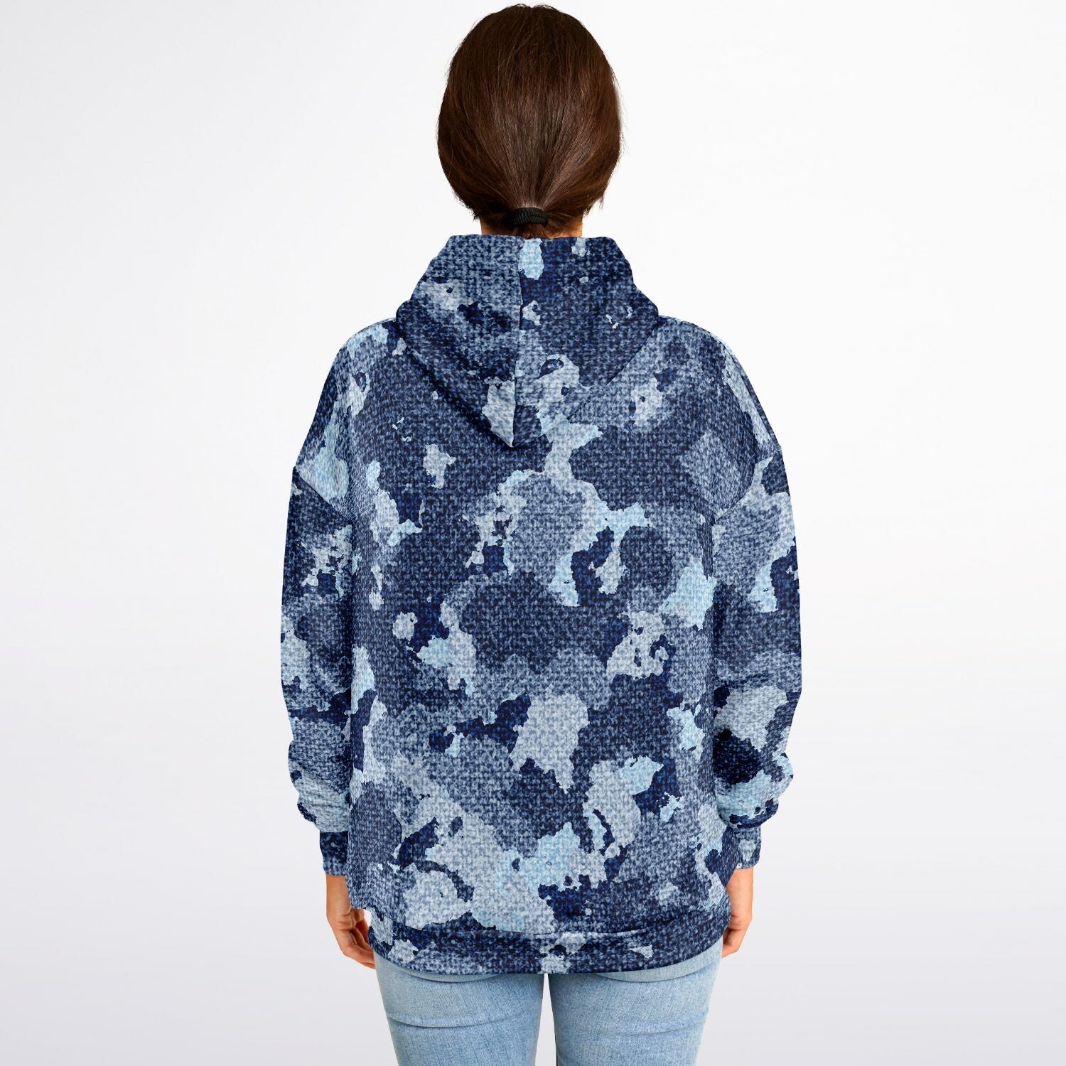 Denim Oversized Hoodie | Blue Camouflage Cloth Pattern | Camo Colors