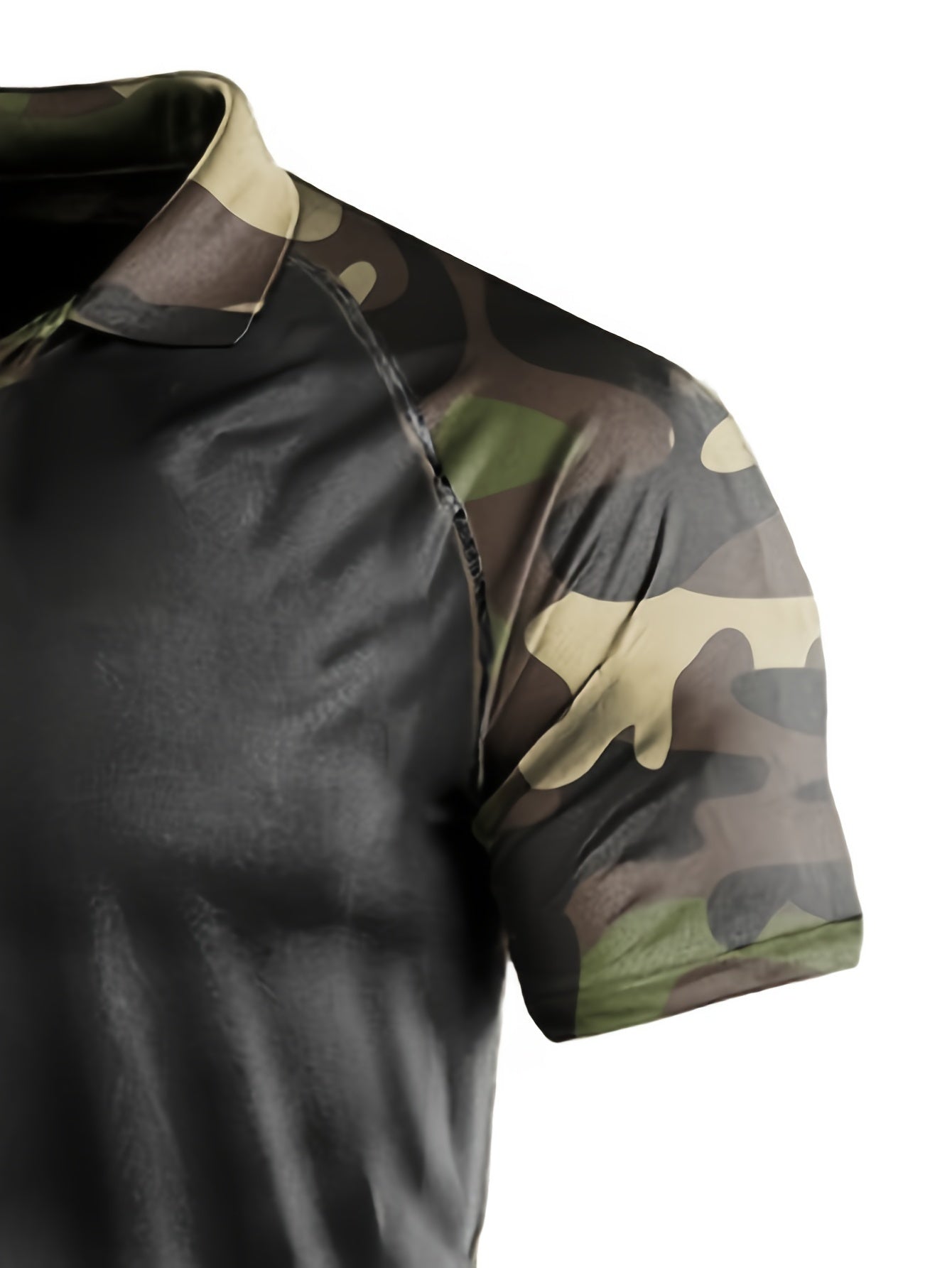 Men's Camouflage Splicing Print Golf Shirt for Spring and Fall Camo Colors