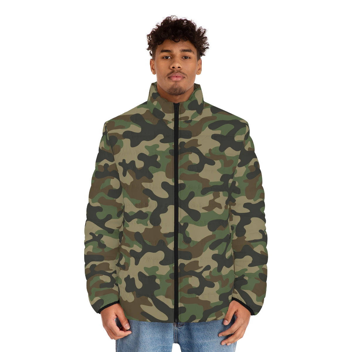 Men's Camo Puffer Jacket | Military Brown Camouflage Camo Colors