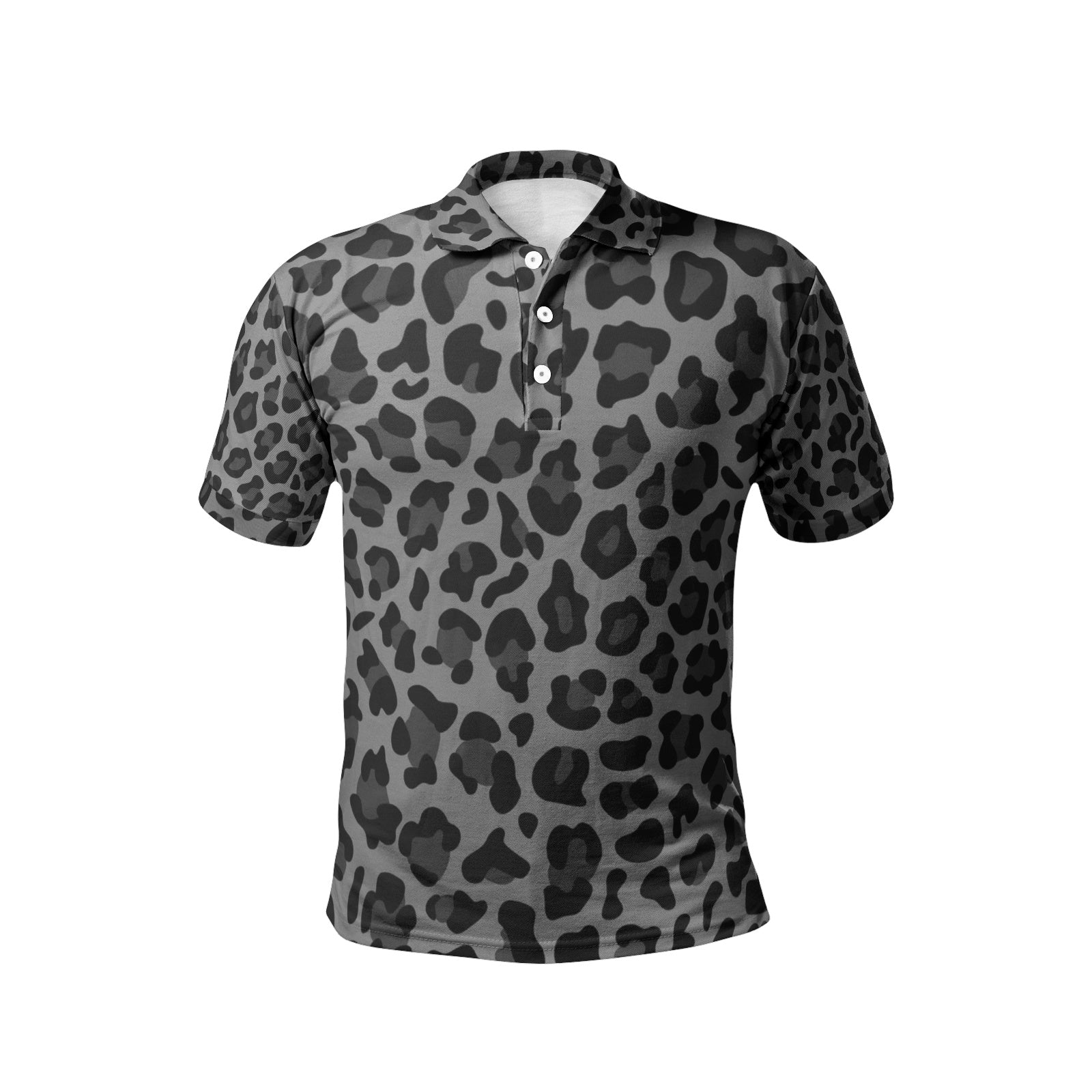 Leopard Golf Shirt For Men | Gray and Black Print Camo Colors