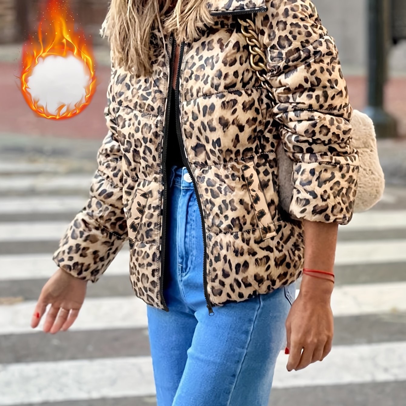 Women’s Leopard Print Zip Pocket Jacket | Camo Colors