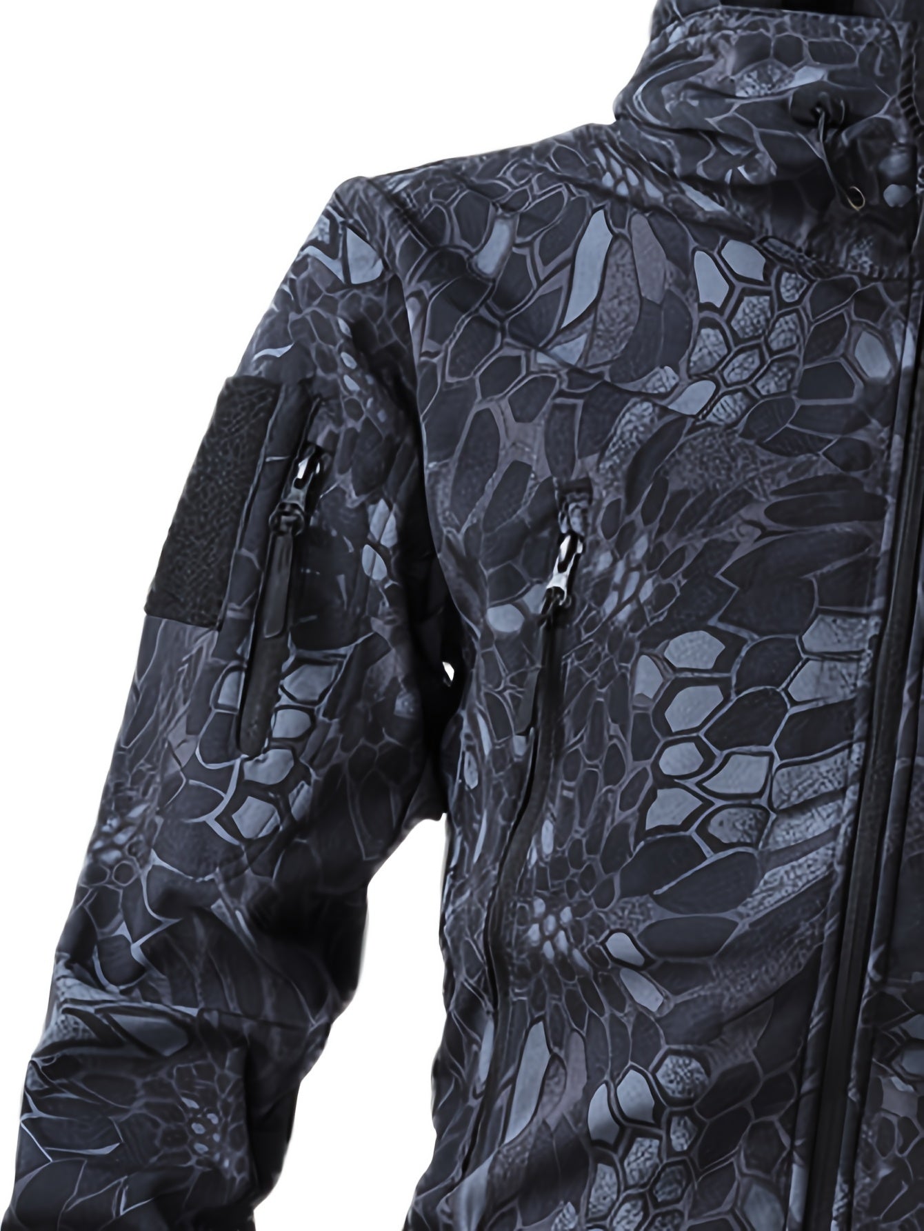 Men's Military Camo Jacket | Hooded Windbreaker with Zippered Pockets, Removable Hood Camo Colors