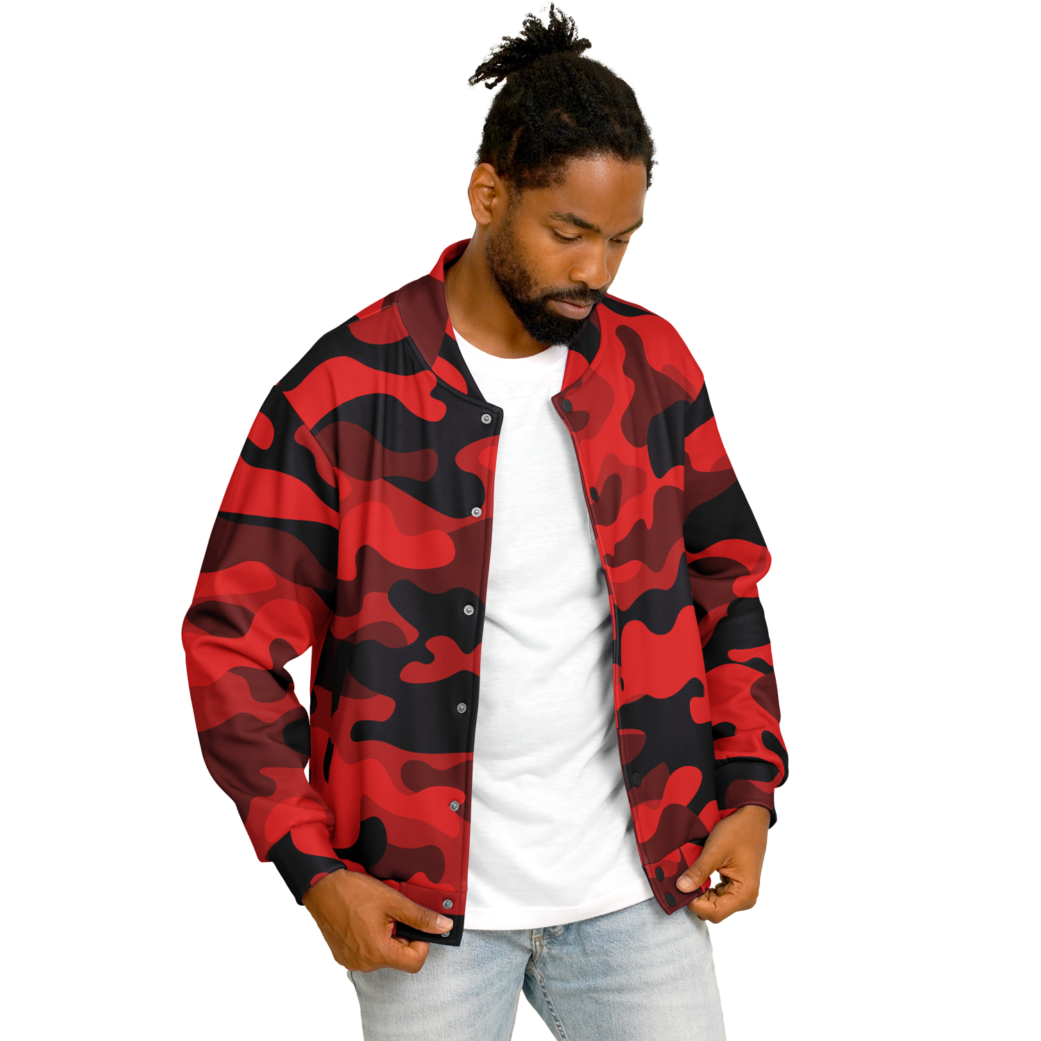 Red Camo Baseball Jacket | Premium, Heavyweight Coat Camo Colors