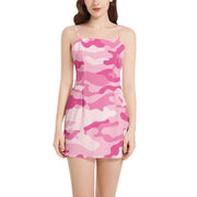 Camo Mini Dress | Spaghetti Strap | Lavender Pink Camo Colors