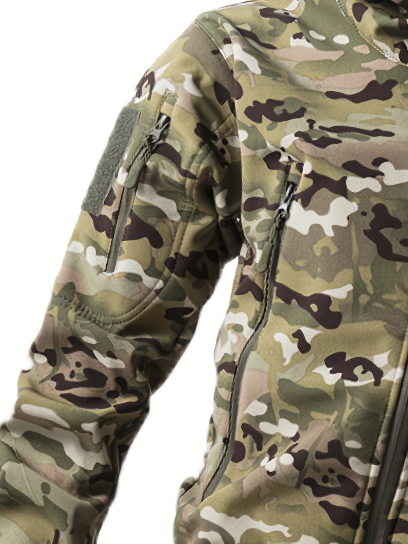 Men's Military Camo Jacket | Hooded Windbreaker with Zippered Pockets, Removable Hood Camo Colors